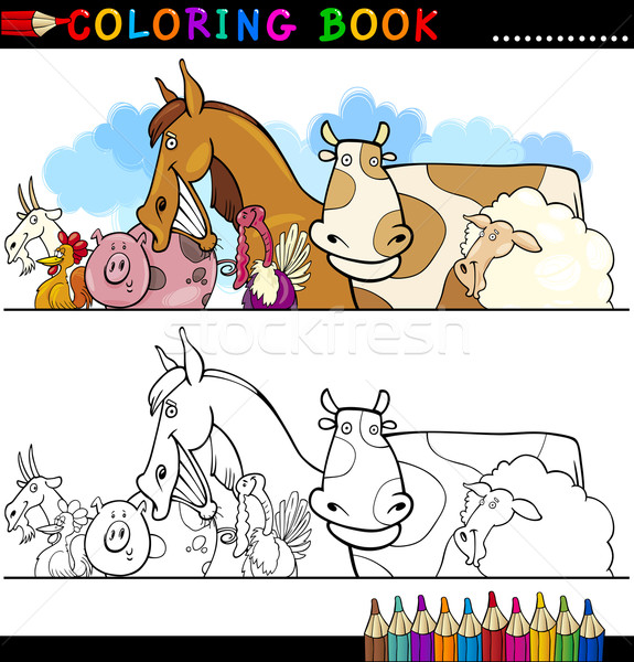 Farm and Livestock Animals for Coloring Stock photo © izakowski