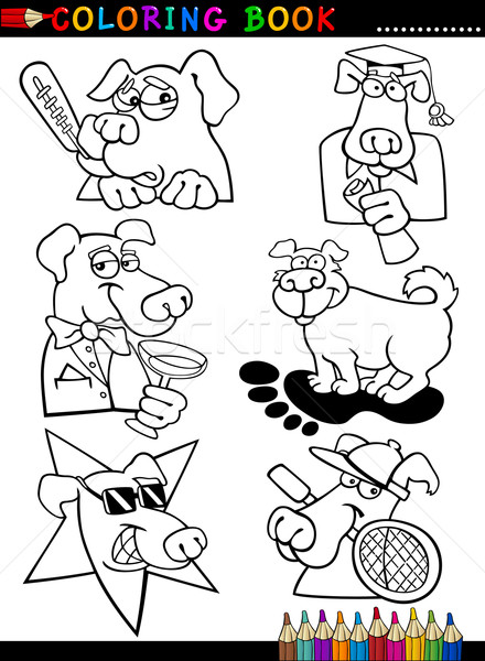 Karikatur Hunde Ausmalbuch Seite Illustration funny Stock foto © izakowski