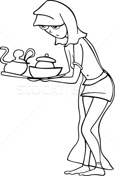 maid or slave woman cartoon illustration Stock photo © izakowski