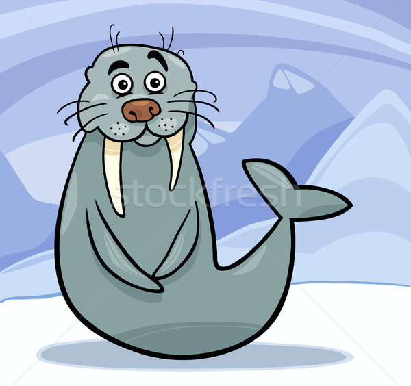 Grappig walrus cartoon illustratie Stockfoto © izakowski