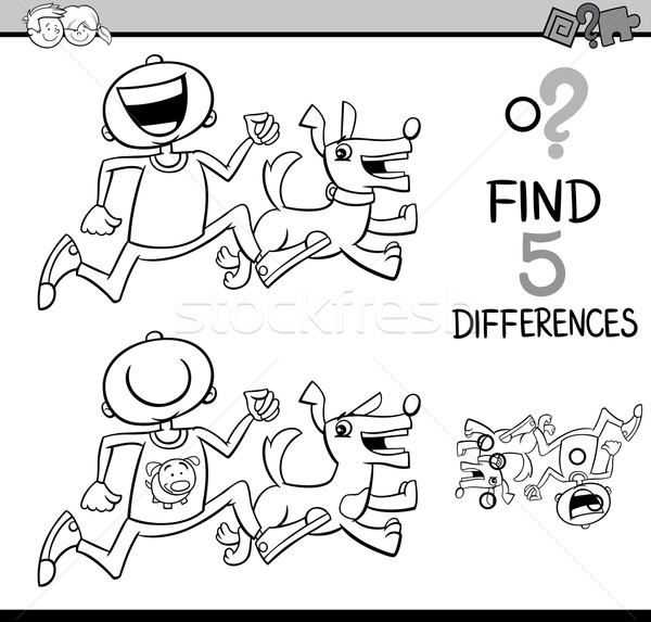 Différences tâche livre de coloriage blanc noir cartoon illustration [[stock_photo]] © izakowski