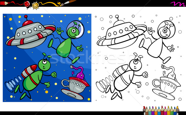 Stock photo: alien characters coloring page