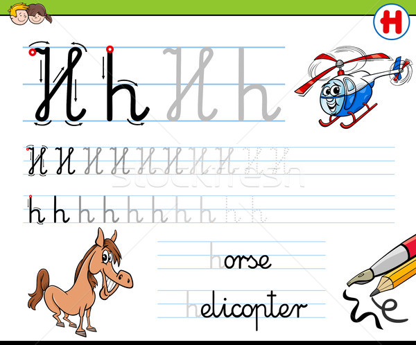 how to write letter H worksheet for kids Stock photo © izakowski