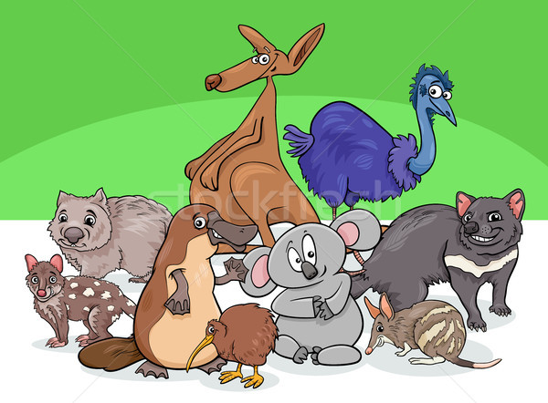 Australian animals group cartoon illustration Stock photo © izakowski