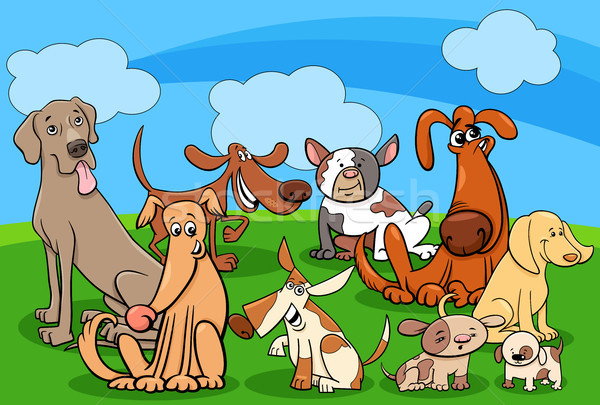 dog characters group cartoon illustration Stock photo © izakowski