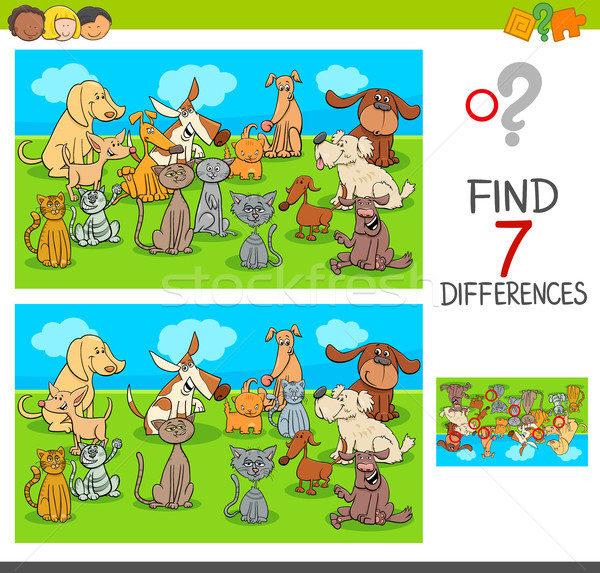 Trouver différences jeu animaux de compagnie animaux cartoon [[stock_photo]] © izakowski