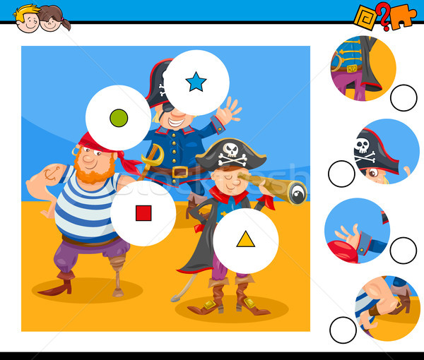 Partido piezas rompecabezas juego piratas Cartoon Foto stock © izakowski