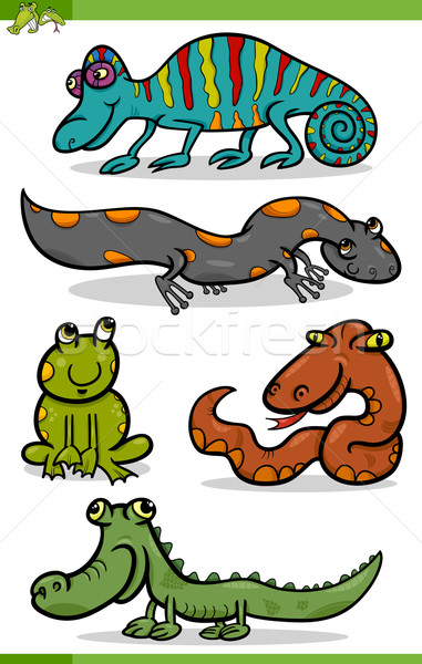 reptiles and amphibians cartoon set Stock photo © izakowski