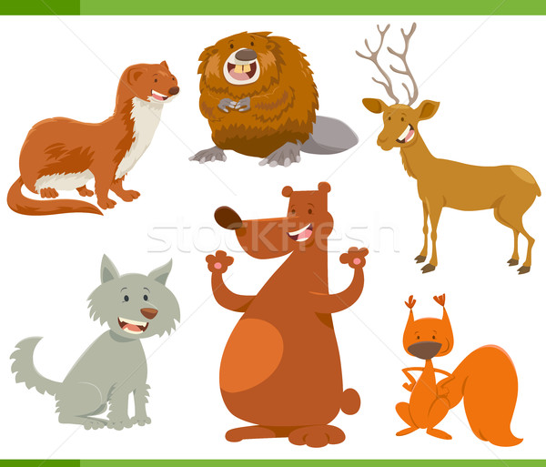 funny wild animal characters set Stock photo © izakowski