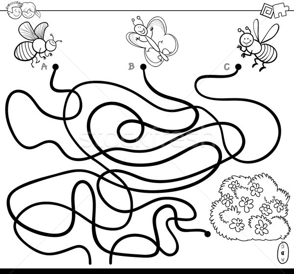 path maze with insects and flowers color book Stock photo © izakowski
