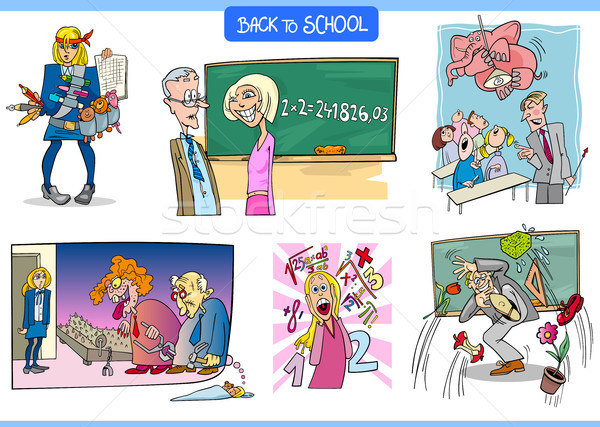 Schule Bildung witzig Karton Set Karikatur Stock foto © izakowski