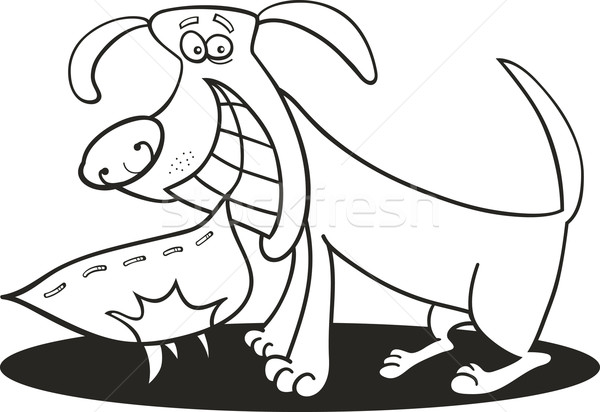 Niegrzeczny psa kolorowanka cartoon ilustracja szczęśliwy Zdjęcia stock © izakowski