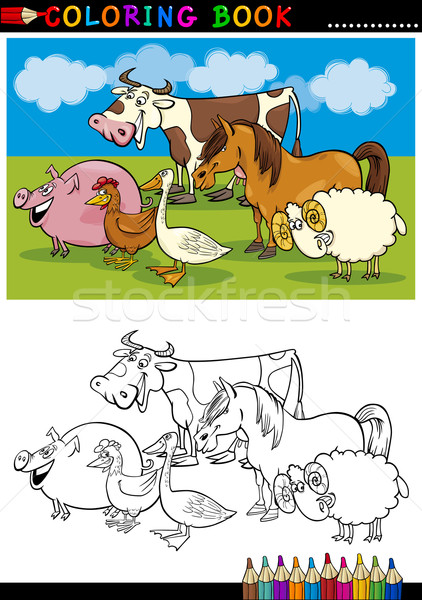 Granja animales libro para colorear página Cartoon ilustración Foto stock © izakowski