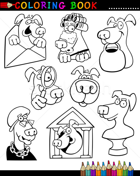 Stock photo: Cartoon Dogs for Coloring Book or Page