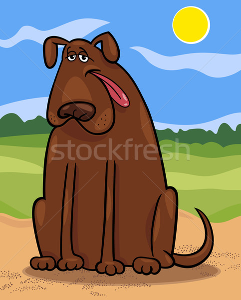Foto stock: Marrón · grande · perro · Cartoon · ilustración · funny