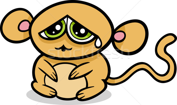 Desen animat kawaii trist maimuţă ilustrare stil Imagine de stoc © izakowski