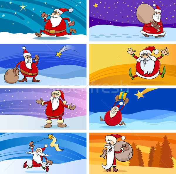 cartoon christmas greeting cards Stock photo © izakowski