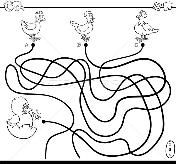 Doolhof activiteit pagina cartoon illustratie puzzel Stockfoto © izakowski