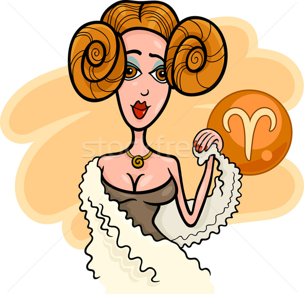 woman cartoon illustration aries sign Stock photo © izakowski