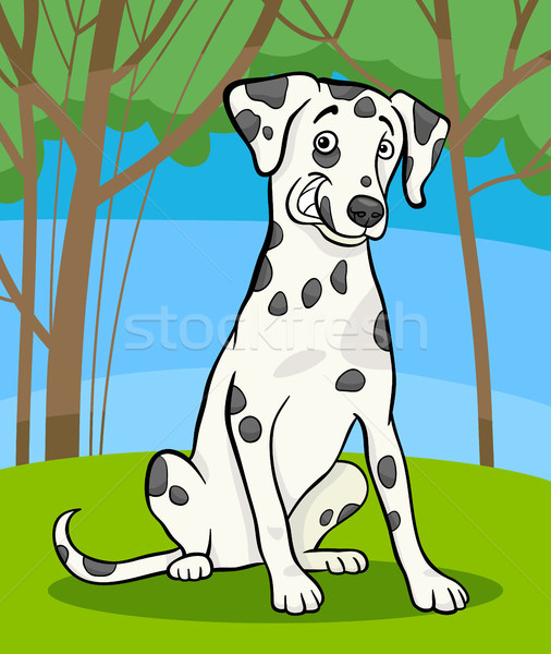 Dalmata fajtiszta kutya rajz illusztráció aranyos vidéki jelenet Stock fotó © izakowski