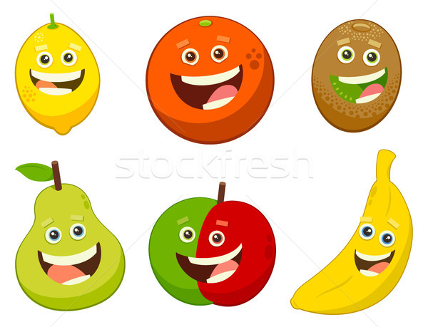 cartoon fruit characters set Stock photo © izakowski