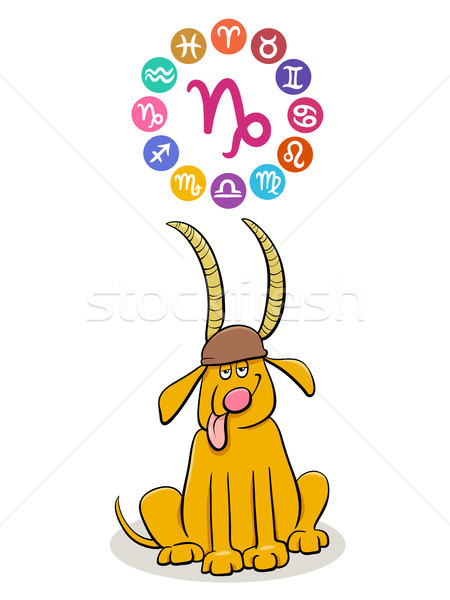 Capricorn Zodiac sign with cartoon dog Stock photo © izakowski