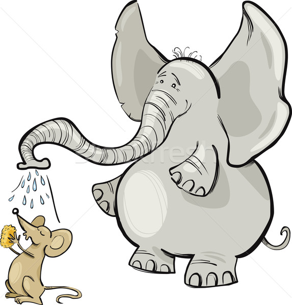 Mouse elefante desenho animado ilustração deserto arte Foto stock © izakowski
