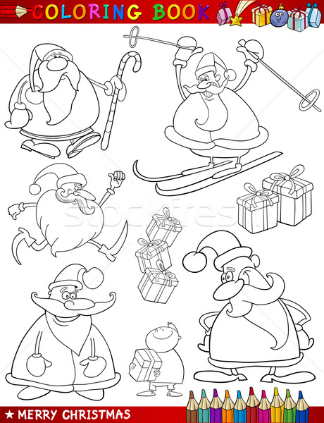 Cartoon Navidad temas libro para colorear página ilustración Foto stock © izakowski