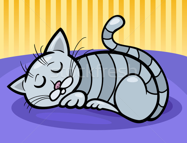 sleeping cat cartoon illustration Stock photo © izakowski