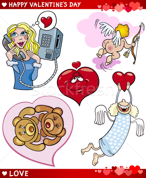 valentine cartoon illustration love set Stock photo © izakowski