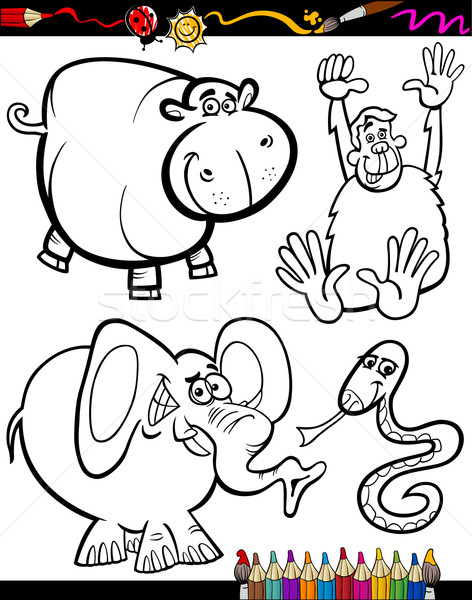 Cartoon Animals for Coloring Book Stock photo © izakowski