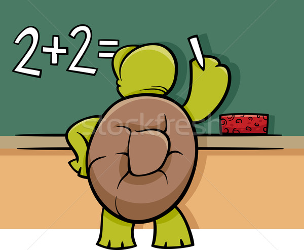 Schildpad Blackboard cartoon illustratie grappig dier Stockfoto © izakowski