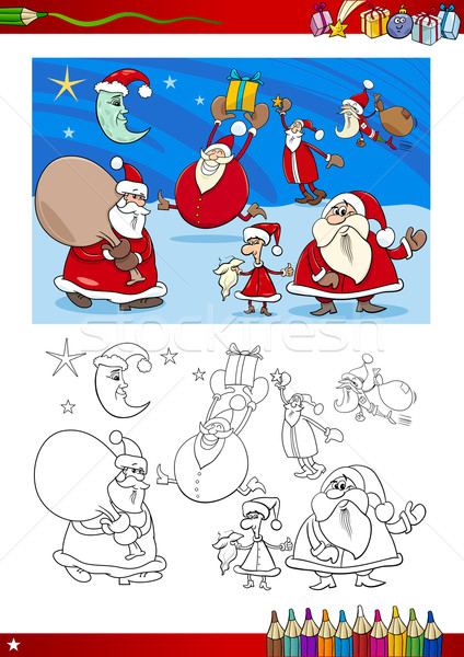 Page cartoon illustration groupe Noël Photo stock © izakowski