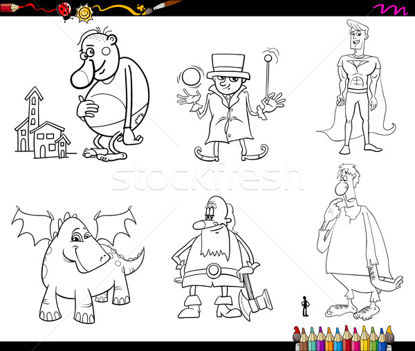 Stock photo: fantasy set coloring page