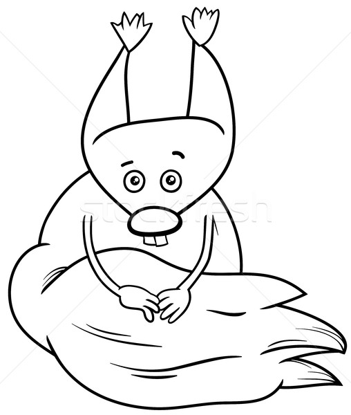 Esquilo desenho animado página preto e branco ilustração roedor Foto stock © izakowski