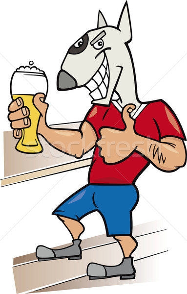 bullterrier man with glass of beer Stock photo © izakowski