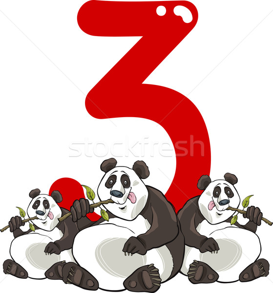 [[stock_photo]]: Nombre · trois · cartoon · illustration · panda