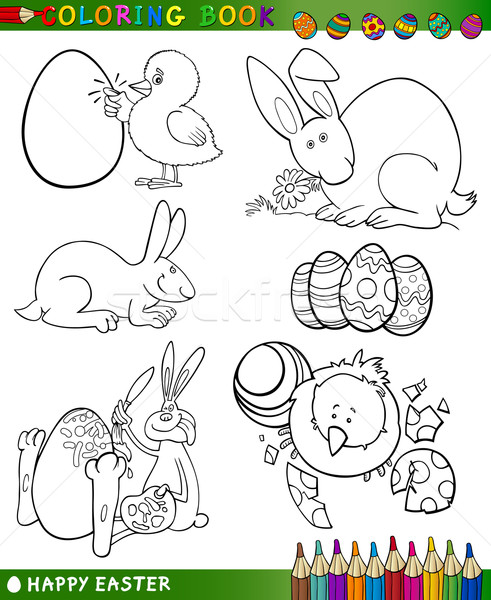 easter cartoon themes for coloring Stock photo © izakowski