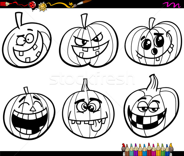 halloween pumpkins coloring page Stock photo © izakowski