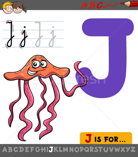 Stock photo: letter j with cartoon jellyfish