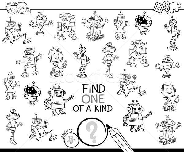 one of a kind game with robots coloring book Stock photo © izakowski