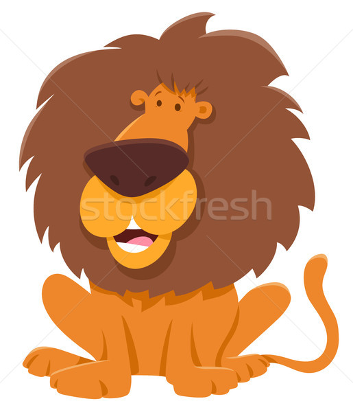 funny lion cartoon animal character Stock photo © izakowski