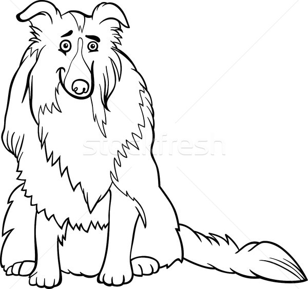 collie dog cartoon for coloring book Stock photo © izakowski