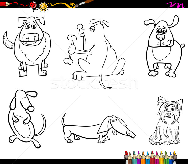 Stock photo: dog characters coloring book