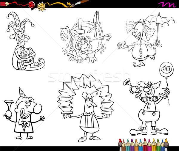 clowns set coloring book Stock photo © izakowski