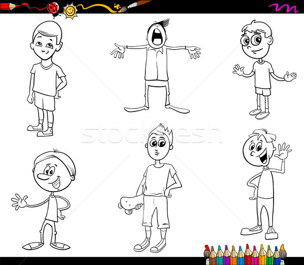 cartoon kids characters coloring book Stock photo © izakowski