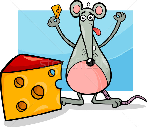 mouse with cheese cartoon illustration Stock photo © izakowski