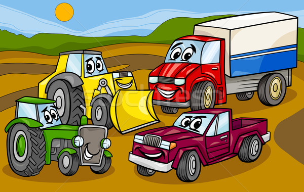 vehicles machines group cartoon illustration Stock photo © izakowski