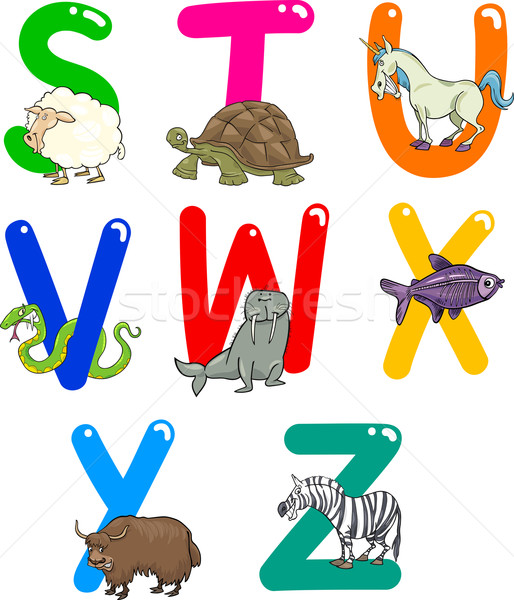 Cartoon Alphabet with Animals Stock photo © izakowski