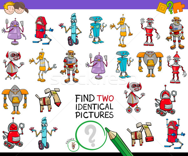 Stockfoto: Vinden · twee · identiek · robots · spel · kinderen